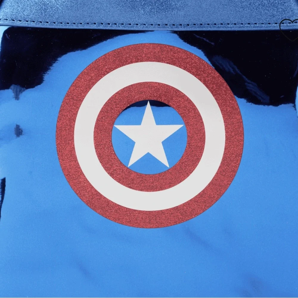 NWT - Loungefly Marvel Metallic Captain America Cosplay Mini Backpack